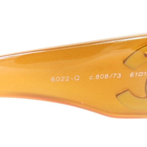 RARE CHANEL CC Vintage Logo Mother of Pearl Sunglasses 6022-Q Brown Amber - Picture 6 of 10